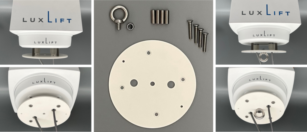 Ceiling mounting plate with eye bolt: LL-12 - LL-70 (Copy) - Penny Engineering